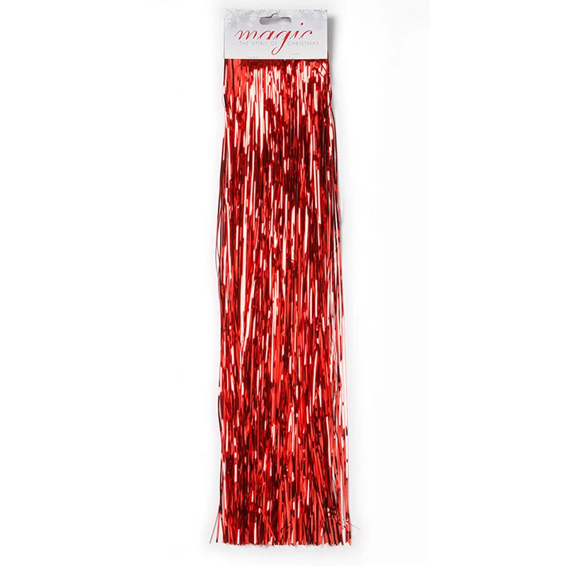 Lametta glatt 50 cm | Glanz Rot | Klassisches Baum Lametta