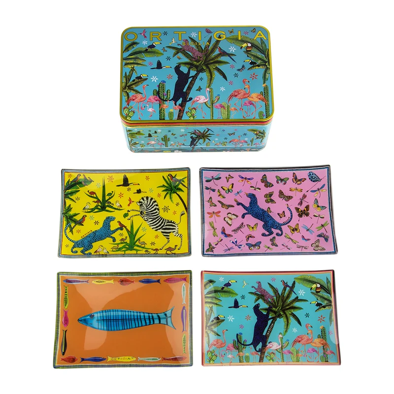 Glasteller TIN JUNGLE 4er-Set