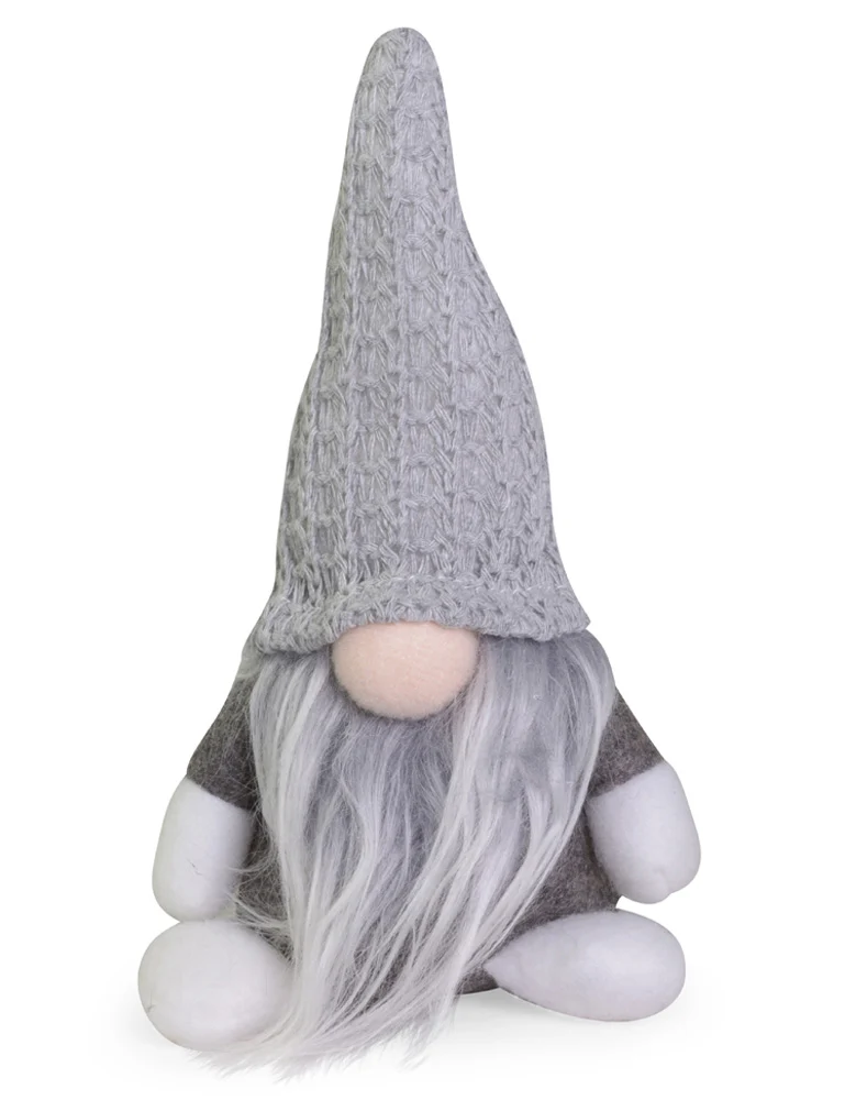 Dekofigur Wichtel "Egbert" mit Mütze - Grau 16 cm | 73967 - Adventsdekoration