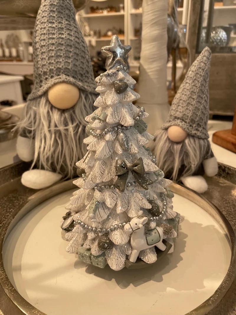 Dekofigur Wichtel "Egbert" mit Mütze - Grau 16 cm | 73967 - Adventsdekoration