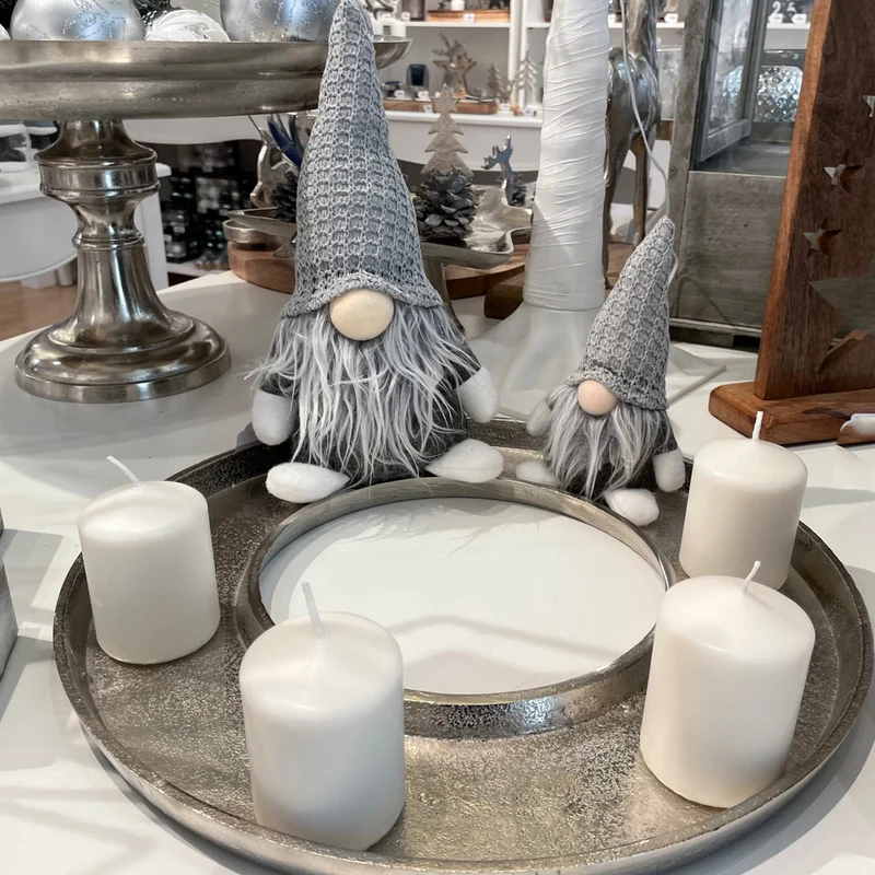 Dekofigur Wichtel "Egbert" mit Mütze - Grau 16 cm | 73967 - Adventsdekoration