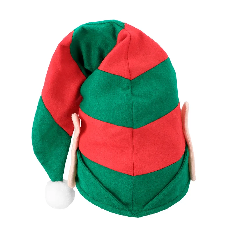 Weihnachtsmütze Elf mit Ohren und Bommel | Rot Grün