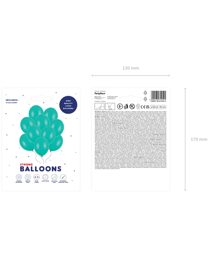 10 Stk. Luftballon Ø30cm "Uni Pastell" | Türkis