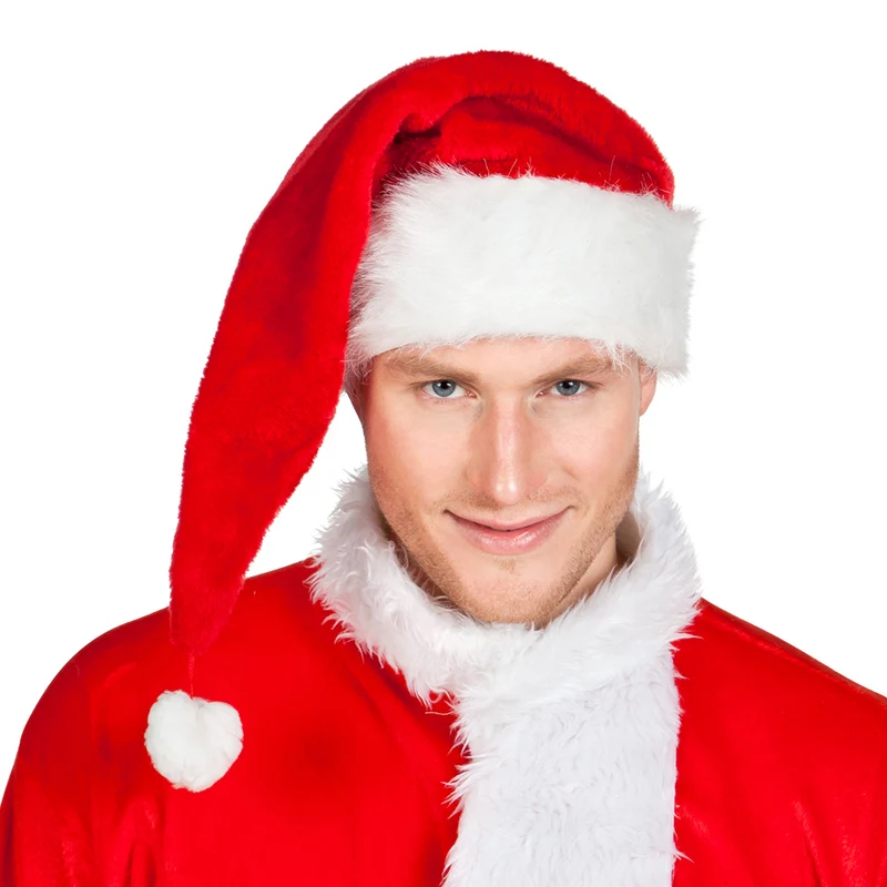 Weihnachtsmann Nikolaus Mütze "De Luxe" | Rot Weiß
