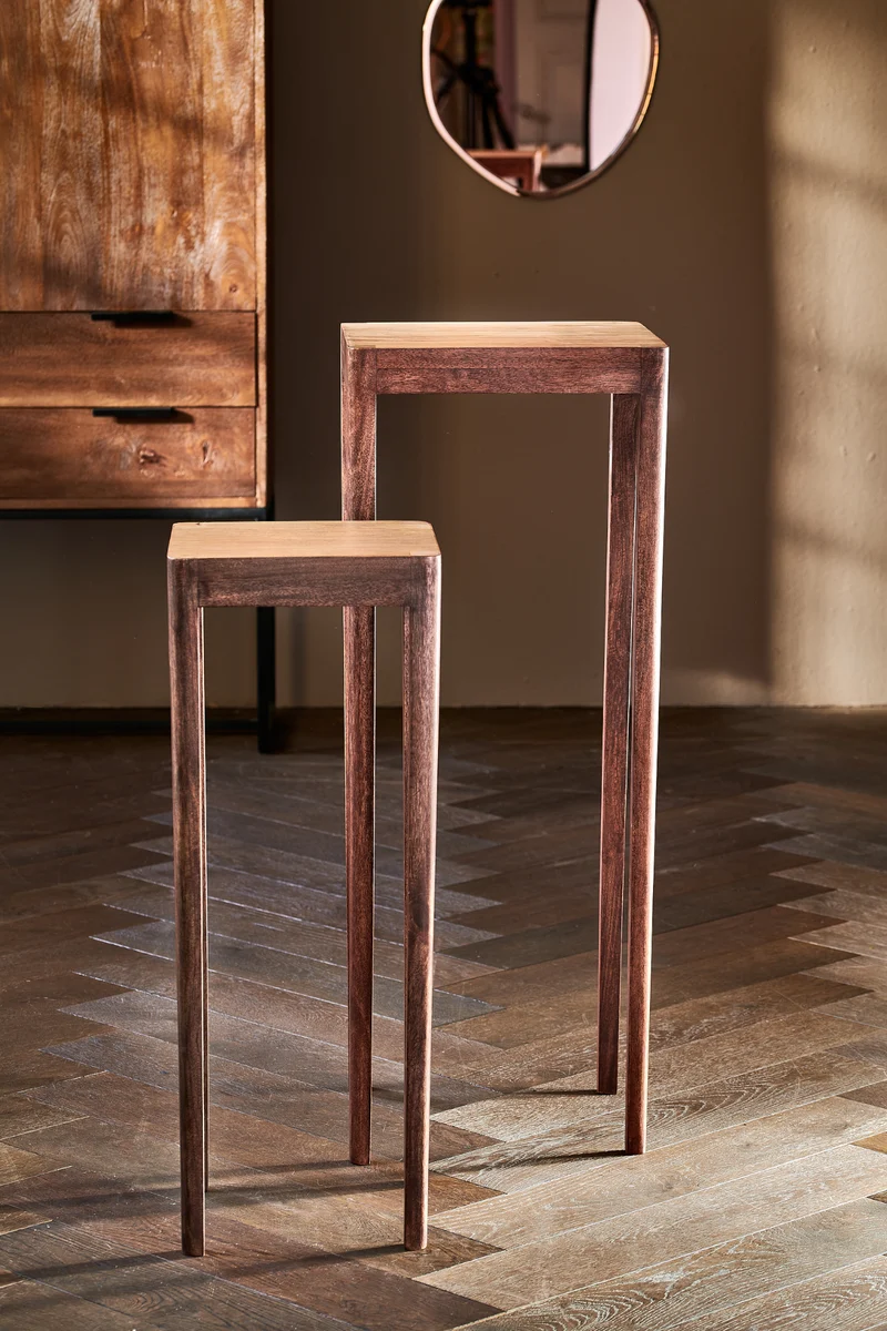 Säulen Set STIJN aus Mangoholz, braun