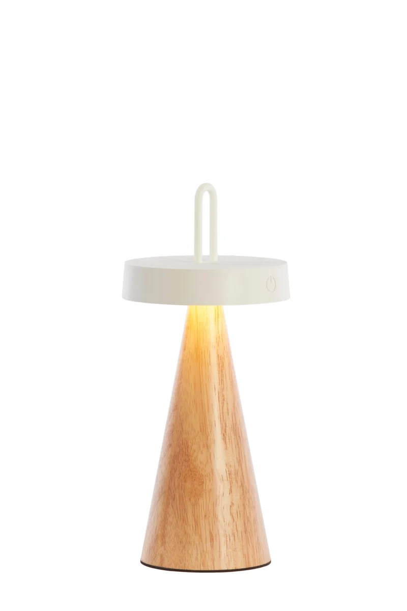 LED Tischleuchte ANKENTA, Kautschukholz creme/naturell Ø13x28,5 cm