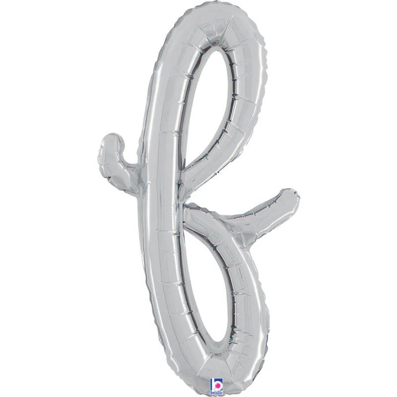 24"/Ø61cm Folienballon Buchstabe Skript Silber | F