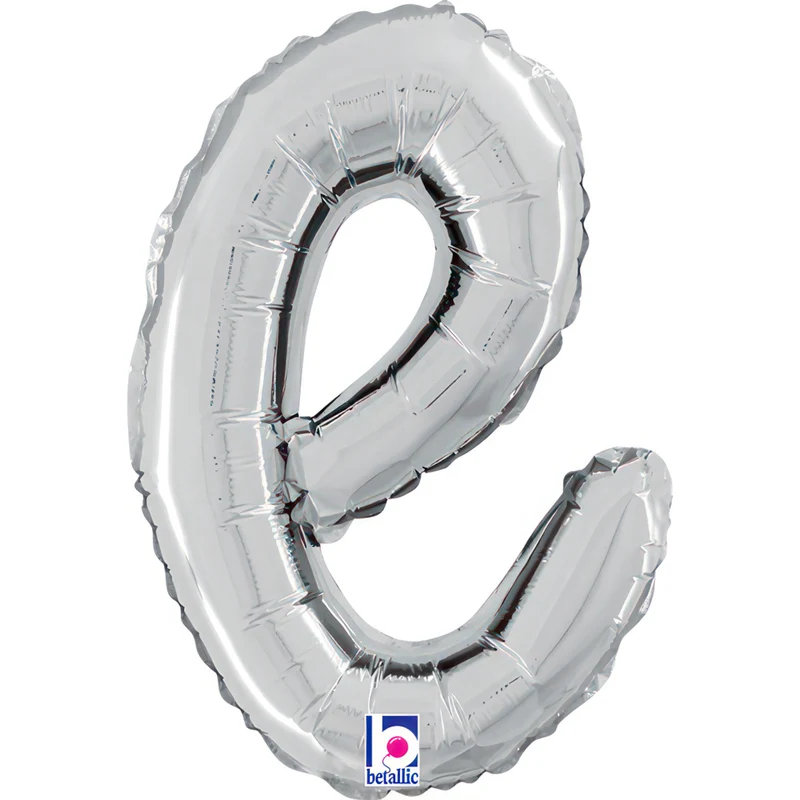 14"/Ø36cm Folienballon Buchstabe Skript Silber | E