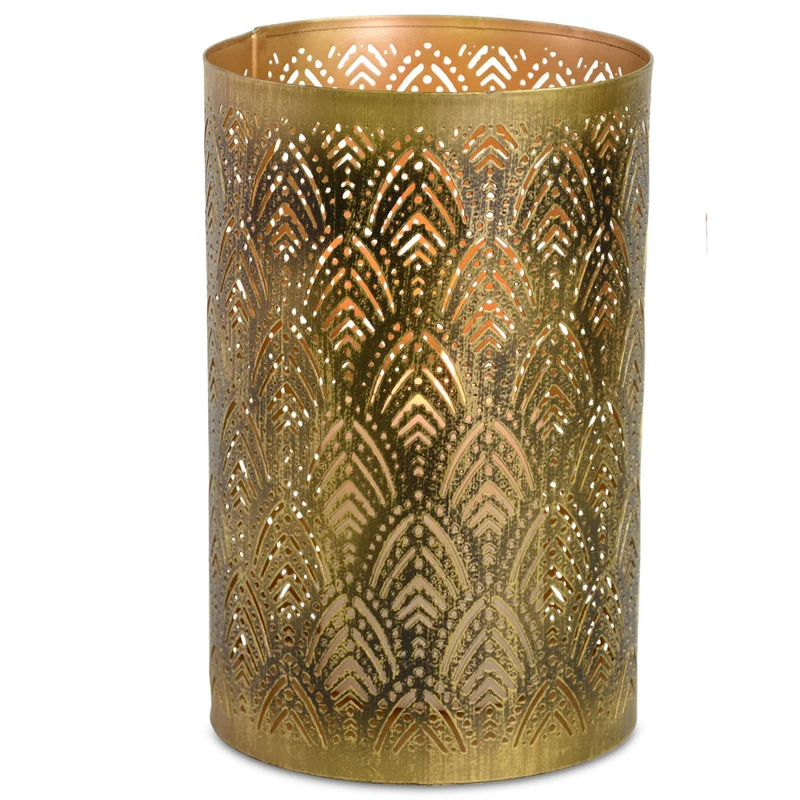 Metall Laternen mit Blattdesign - 3-tlg. Set Gold | 24791 - Kerzenhalter
