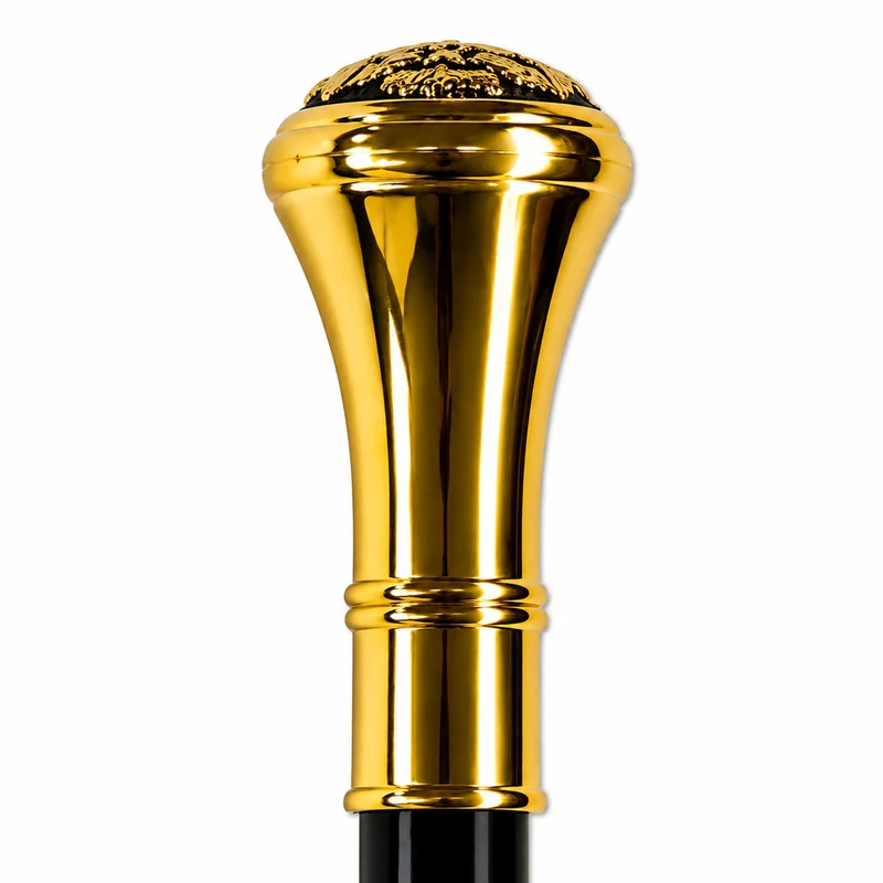 Gehstock aus Metall "Goldknauf mit Adler" | Schwarz Gold