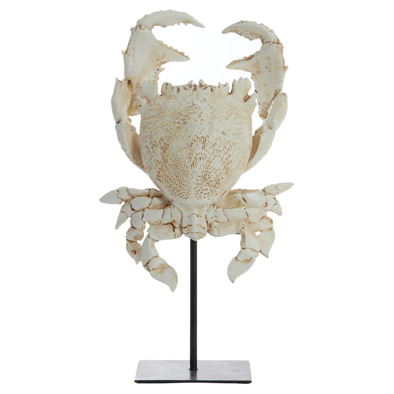 Ornament CRAB auf Fuß, Höhe 42,5 cm, off-white