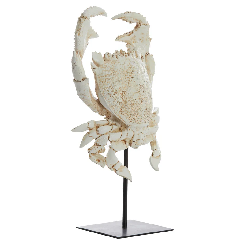 Ornament CRAB auf Fuß, Höhe 42,5 cm, off-white