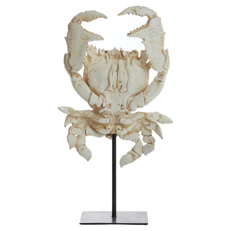 Ornament CRAB auf Fuß, Höhe 42,5 cm, off-white