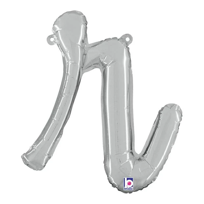 14"/Ø36cm Folienballon Buchstabe Skript Silber | R