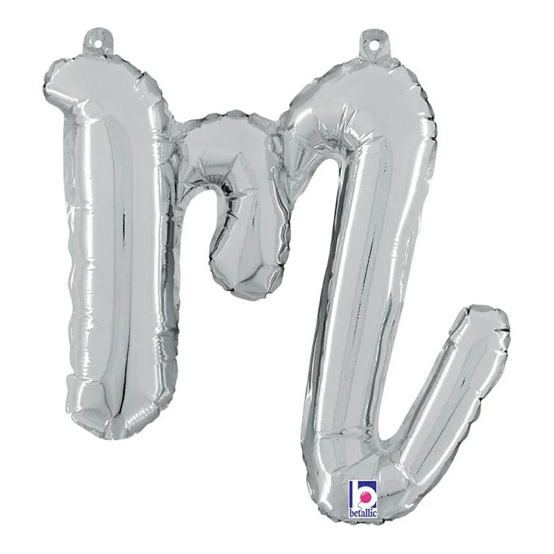 14"/Ø36cm Folienballon Buchstabe Skript Silber | M