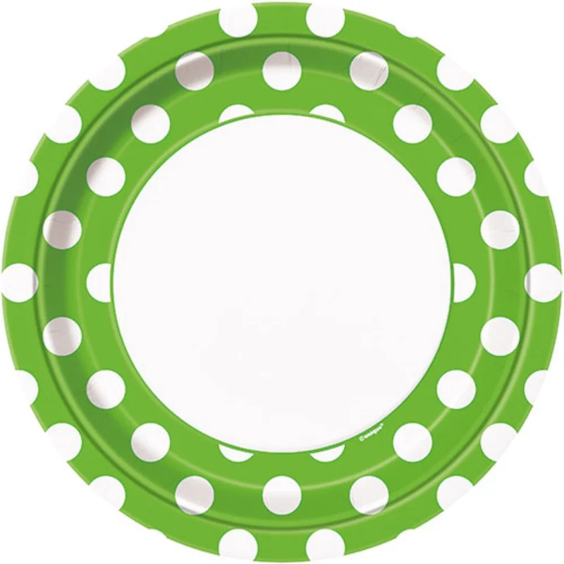 Pappteller Dots 18cmØ/8St. Lime Green/Kiwi
