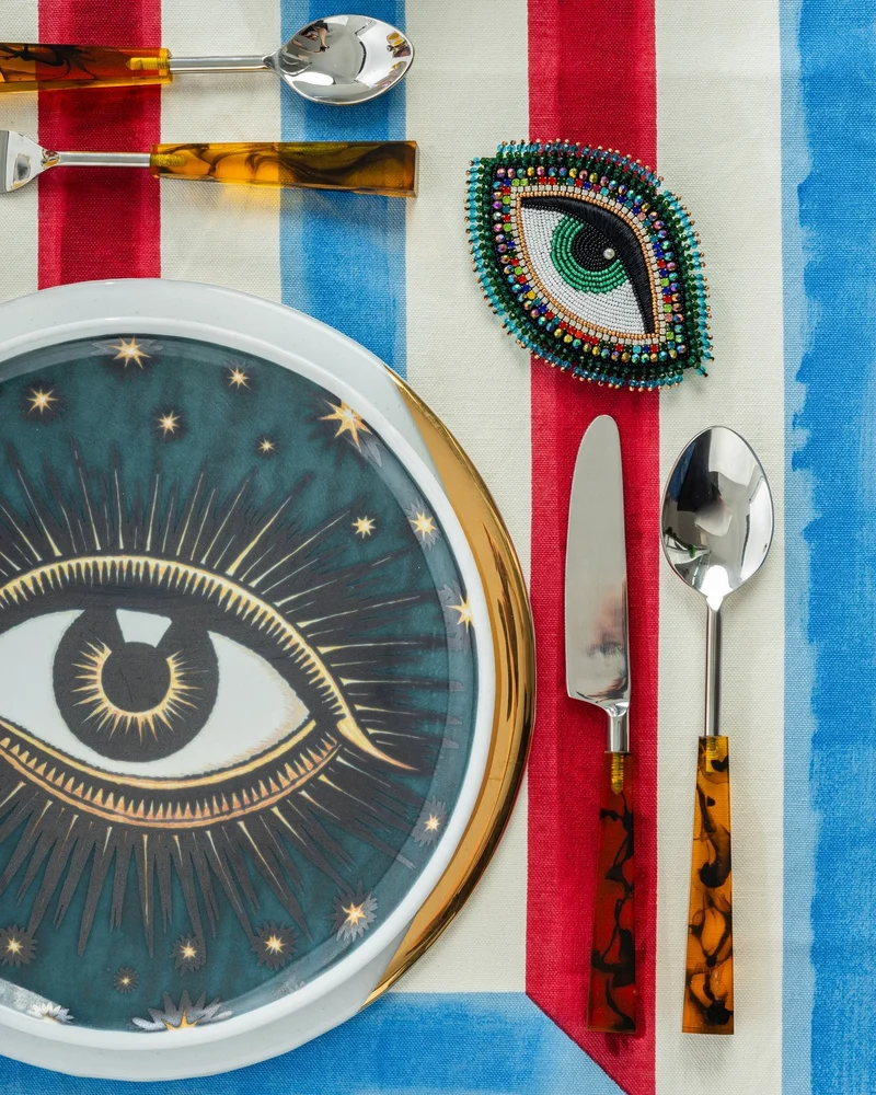 Murano Glasteller EYES, Dunkelgrün Ø28cm