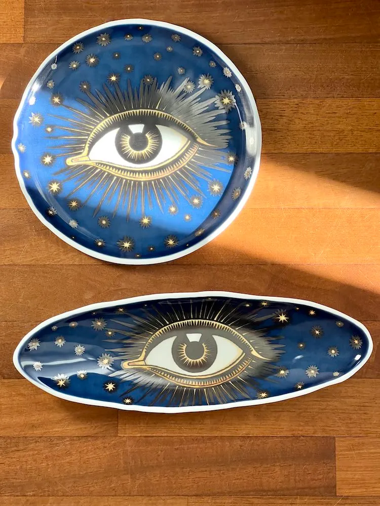 Murano Dekoschale EYES, Nachtblau 38x13 cm