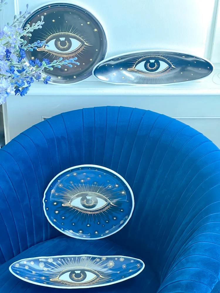 Murano Dekoschale EYES, Nachtblau 38x13 cm