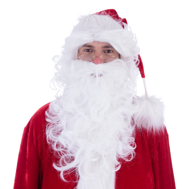 Weihnachtsmann Perücke und Bart | Weiß