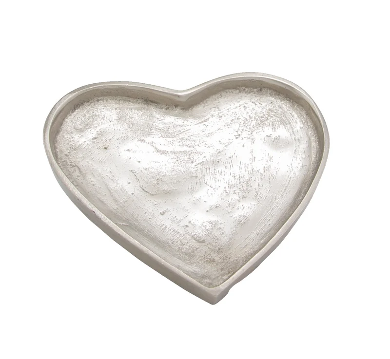 Herz-Deko-Schale Silberfarbene Metallschale in Herzform - 10x10x2 cm - 07201