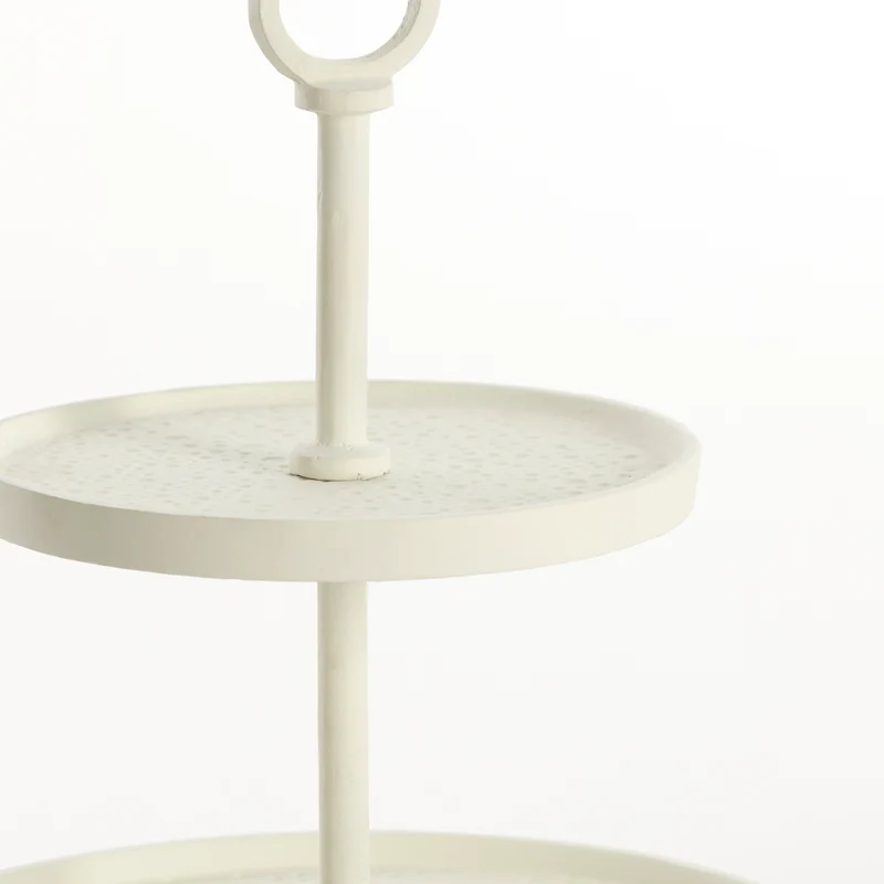 Etagere LUTEK 2 Ebenen in Creme Ø24x37 cm