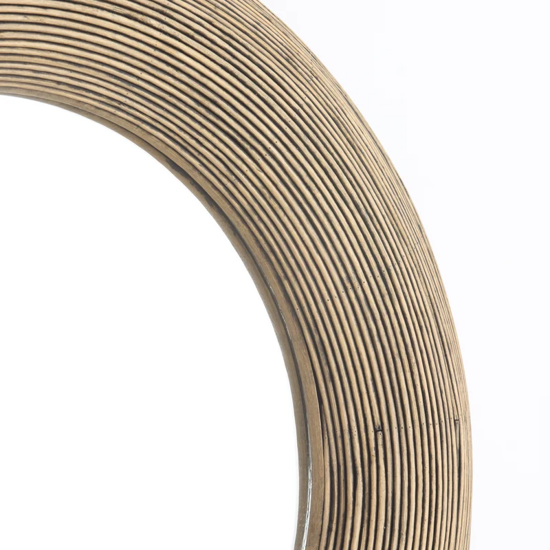 runder Dekospiegel PIEDRE, Rattan in braun ø71cm