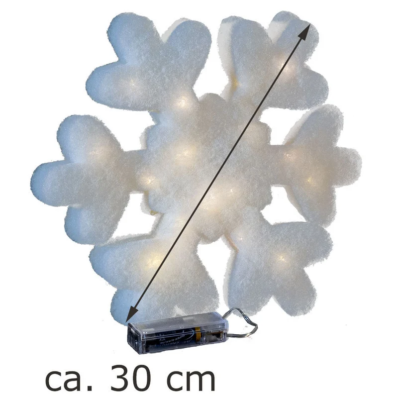 Riffelmacher LED Schneeflocke mit Minilichterkette 30 cm 68300 | Weiß