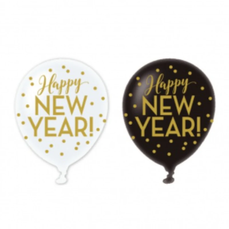 Latexballons "Happy New Year" | 6 Stück 11"