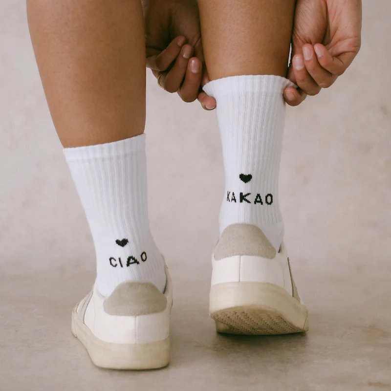 Eulenschnitt Socken Ciao Kakao Größe 43-46 weiß