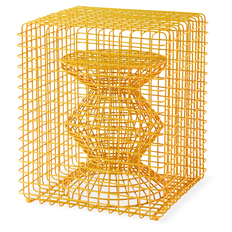 Hocker WIRE ZIG ZAG gelb 40x40x47cm