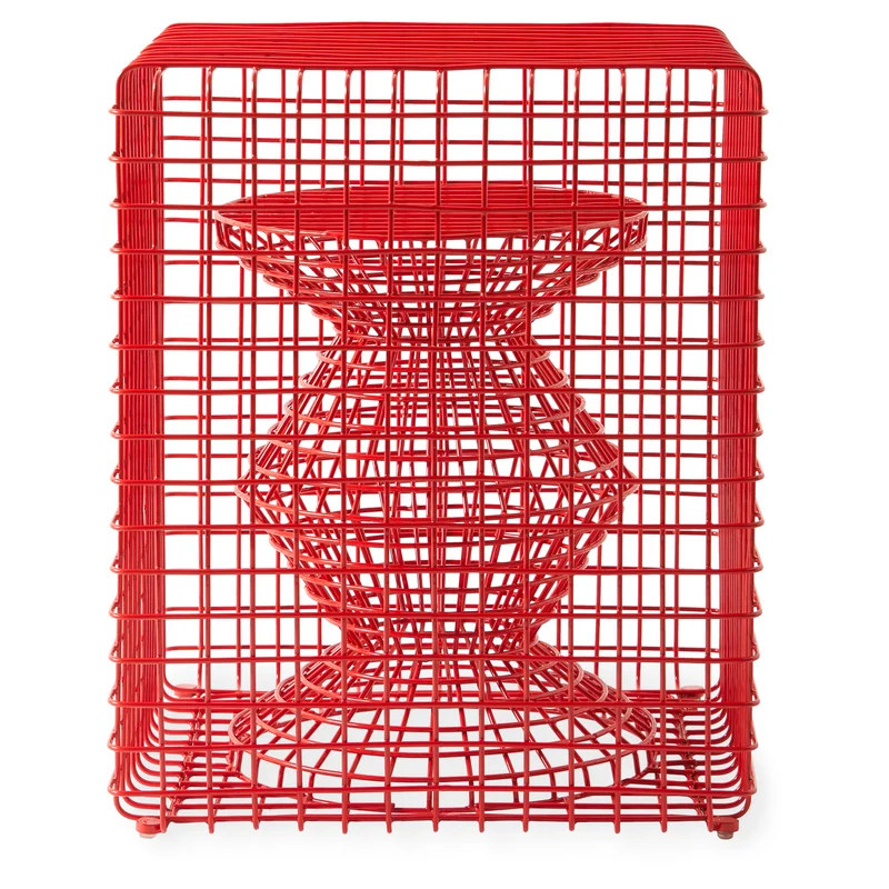 Hocker WIRE ZIG ZAG rot 40x40x47cm