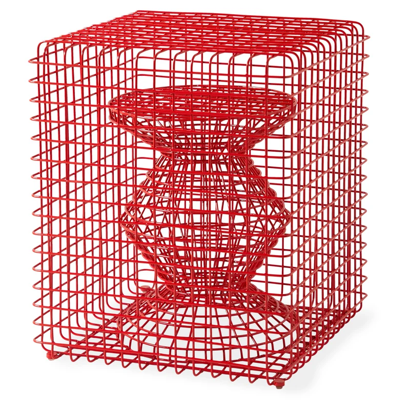 Hocker WIRE ZIG ZAG rot 40x40x47cm