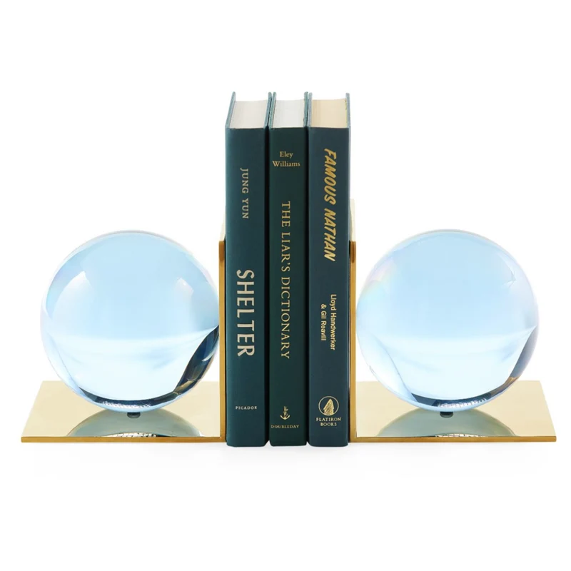 Buchstütze GLOBO blau + Messing