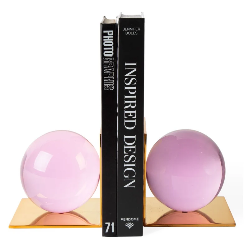 Buchstütze GLOBO pink + Messing