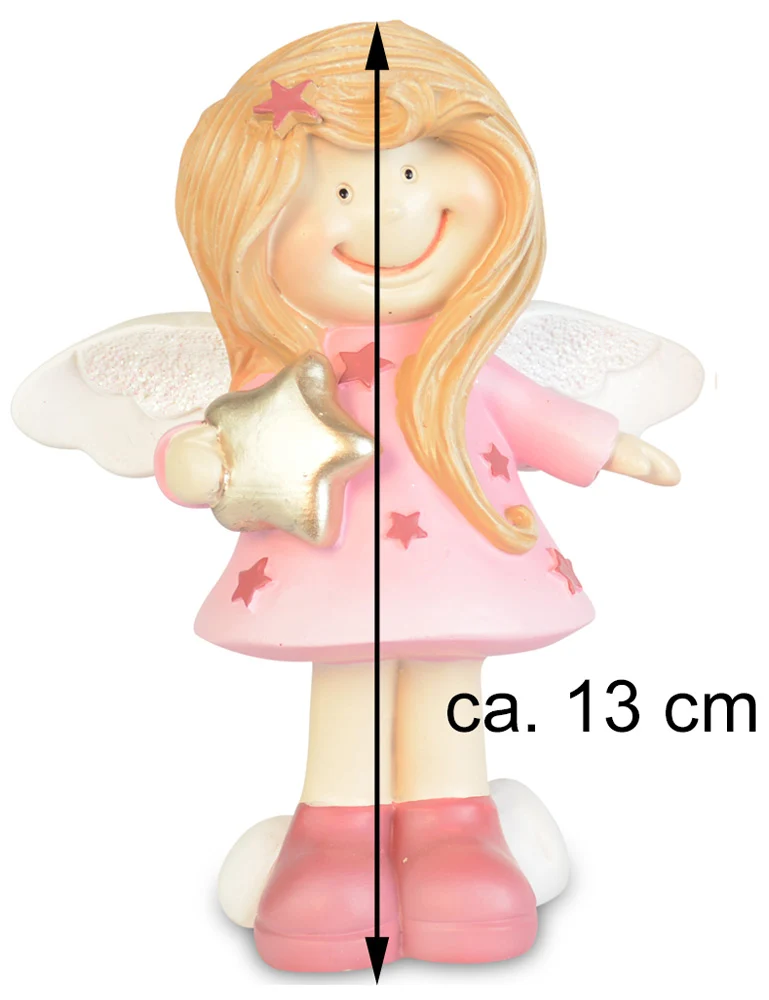 Dekofigur Engel "Rosalinde" mit Stern 13 cm | 70292 - Kinder Adventsdekoration