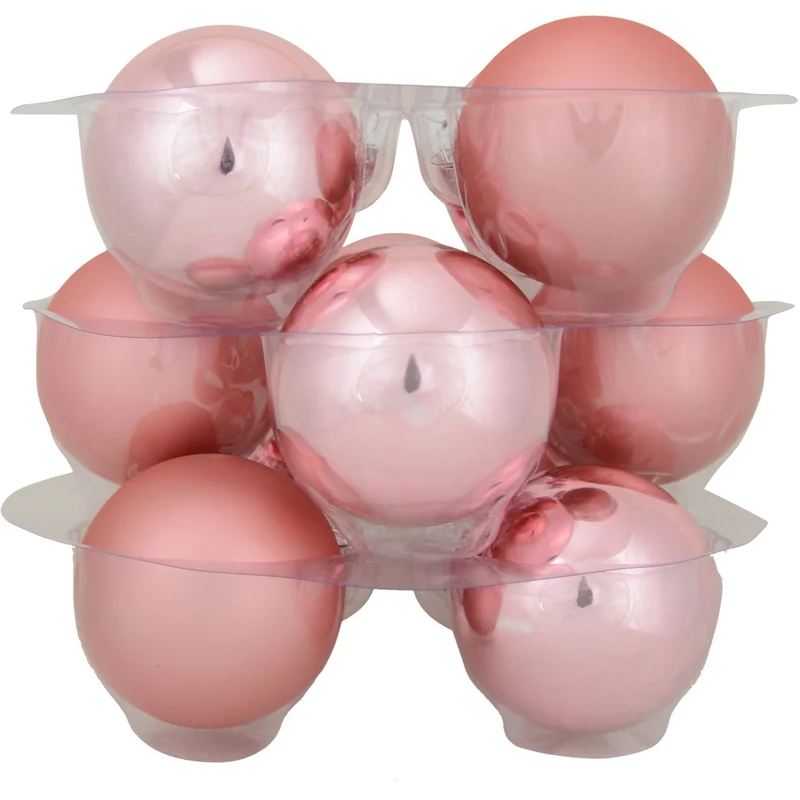 Riffelmacher Glas Weihnachtskugeln im Koffer 26255 | 24 Stück | Ø 6 cm - Altrosa