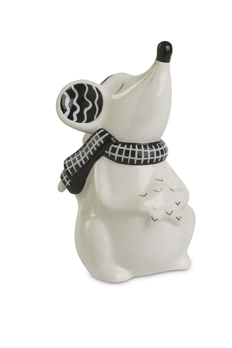 Deko Figur Maus mit Stern | 7,5x13 cm | Weiß Schwarz Dolomit | 70400
