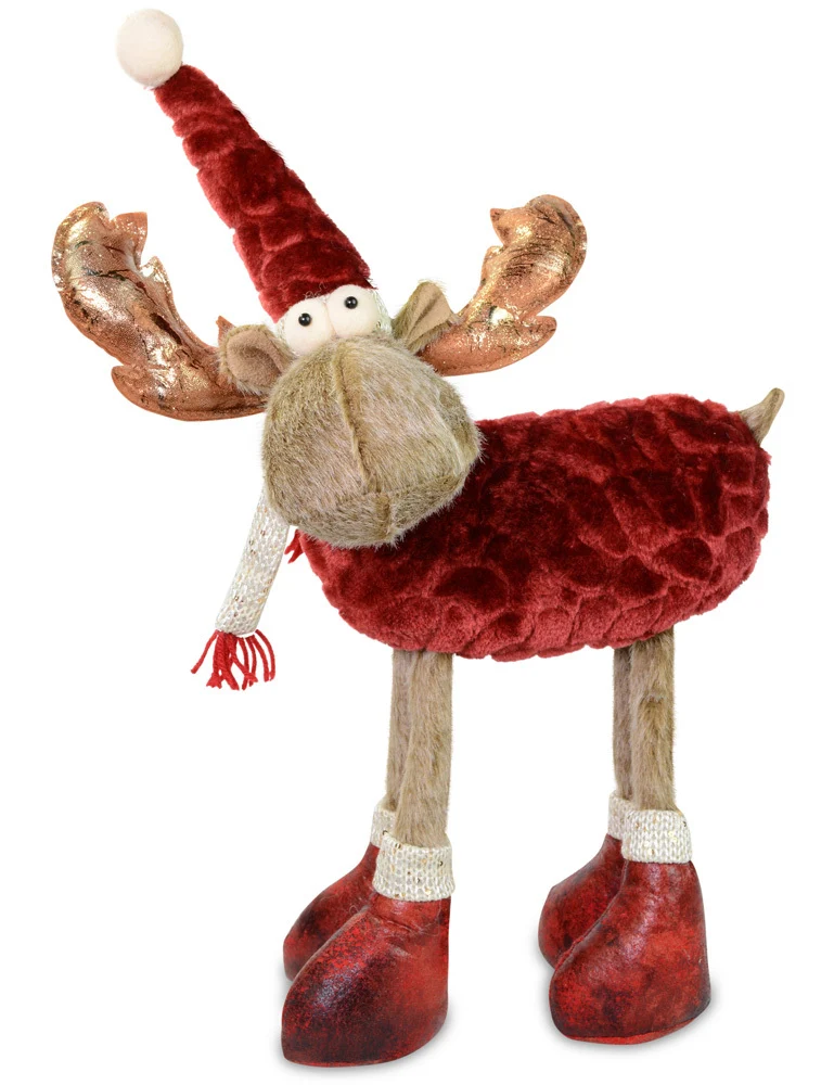 Riffelmacher Elch Rentier Dekofigur 38 x 48 cm 74706 | Braun / Rot - Weihnachten Adventsdekoration