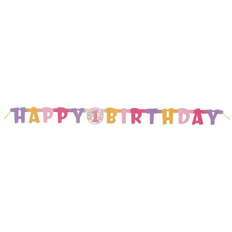 Buchstabengirlande Happy Birthday 1st Birthday Pink