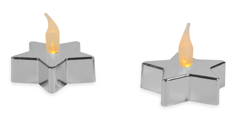Sternen-Teelichter mit LED - 2 Stk. | Silber