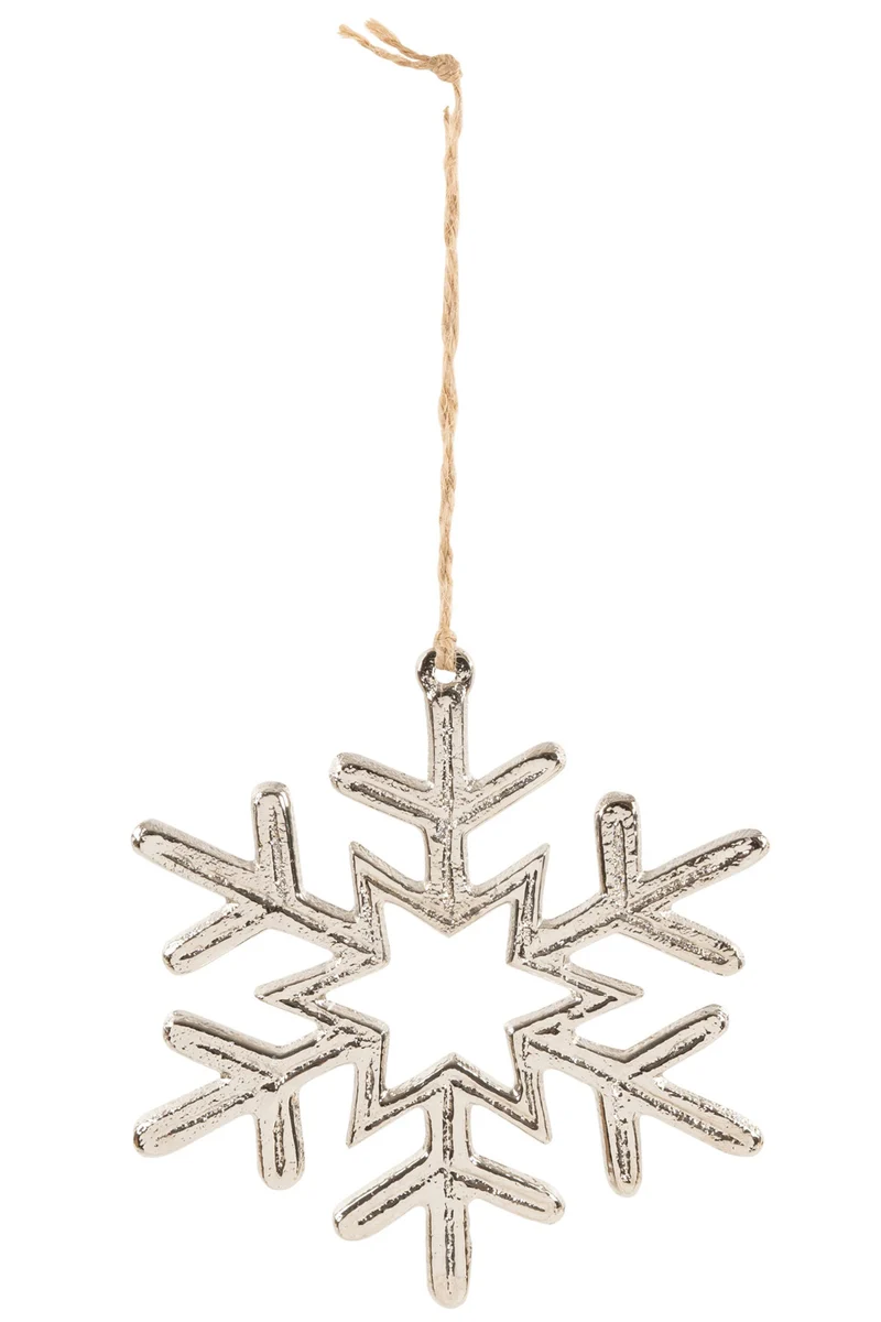 Schneeflocke Hänger | 11,5x12,5 cm | Alu silber | Deko zum Aufhängen | 15859