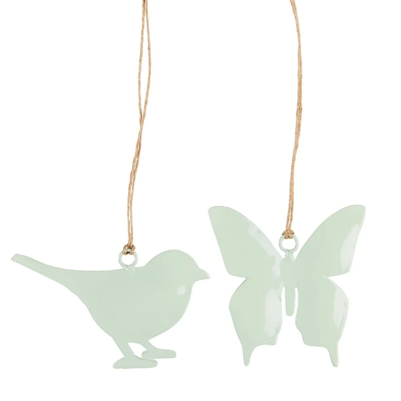 Ib Laursen Hänger Vogel & Schmetterling hellgrün 2er-Set