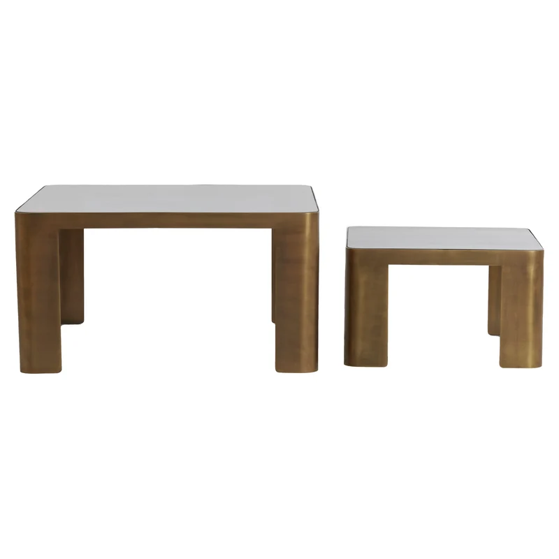 Couchtisch 2er Set OXE, Bronze + Rauchglas