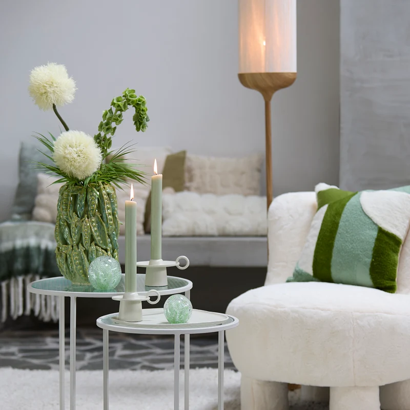 Keramikvase FABA minzgrün mit Erbsenschoten-Design H45