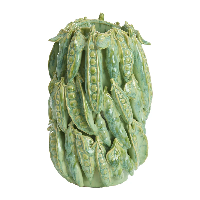 Keramikvase FABA minzgrün mit Erbsenschoten-Design Ø21x31 cm