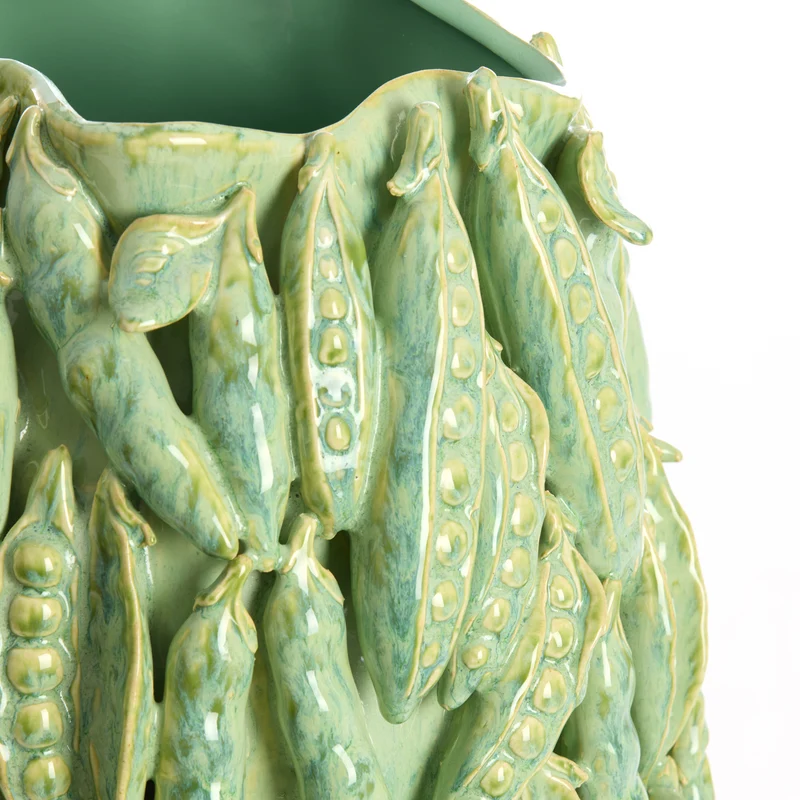 Keramikvase FABA minzgrün mit Erbsenschoten-Design Ø21x31 cm