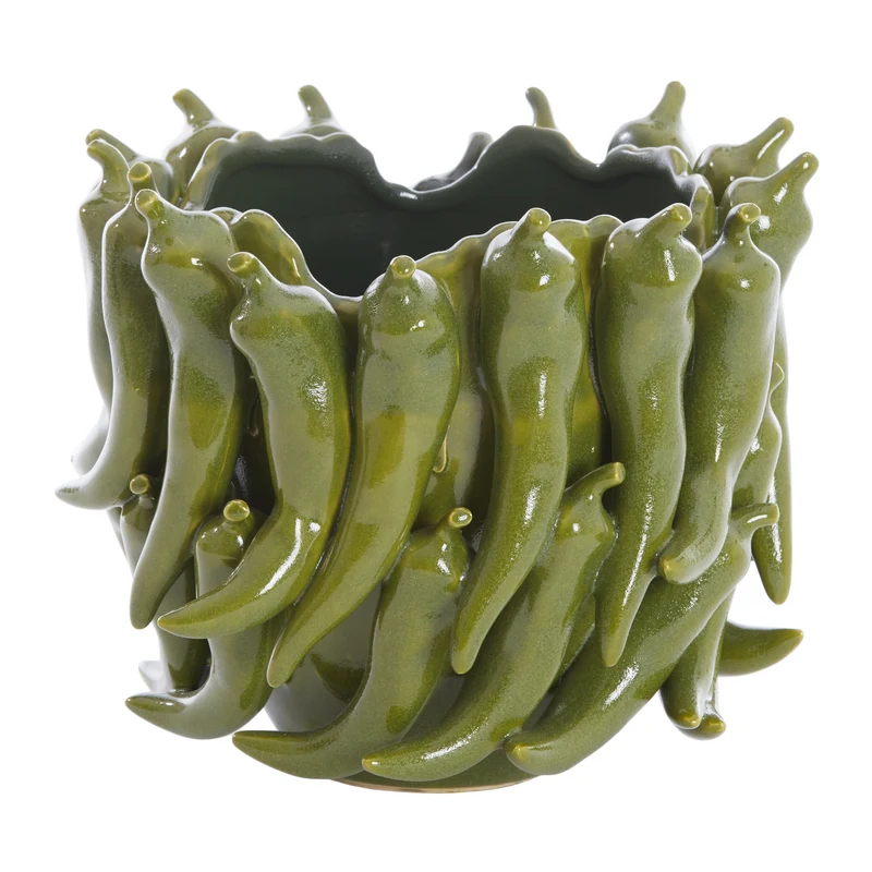 Keramikvase PEPPER dunkelgrün, Peperoni-Design 25,5x24,5xH20,5cm