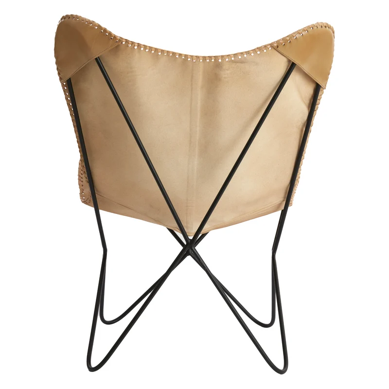 Eleganter Sessel BUTTERFLY in Leder Sand