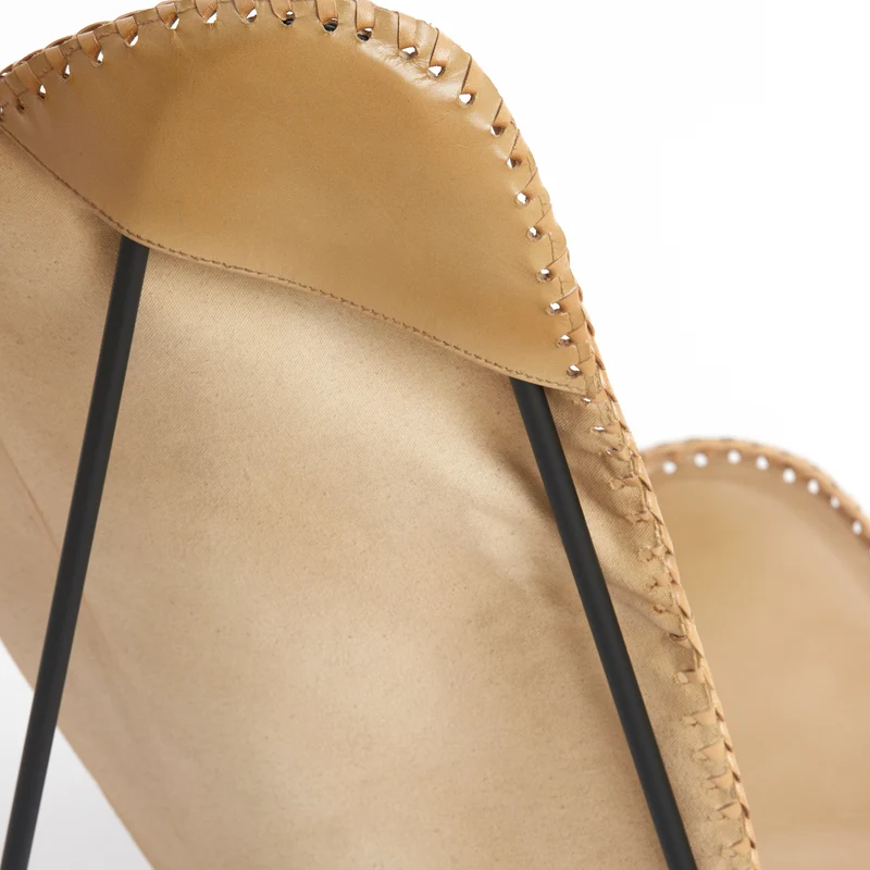 Eleganter Sessel BUTTERFLY in Leder Sand